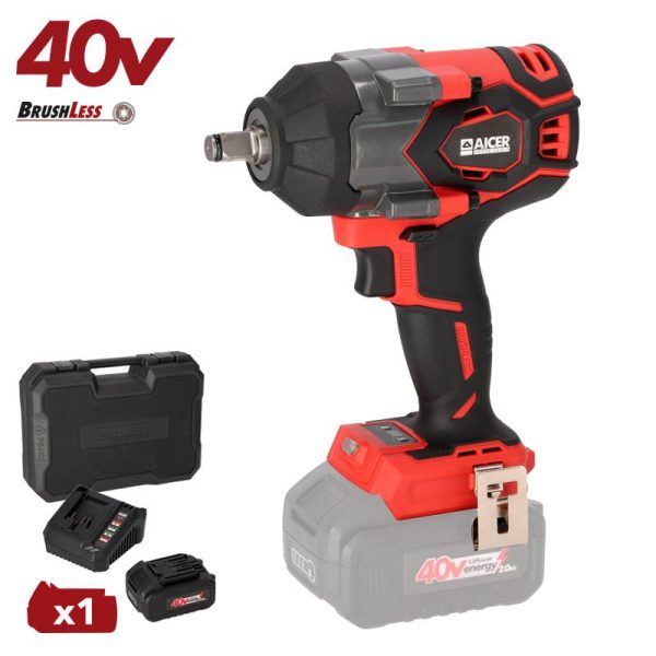 PISTOLA DE IMPACTO SIN ESCOBILLAS 40V 800NM AICER (1X 2.0AH)